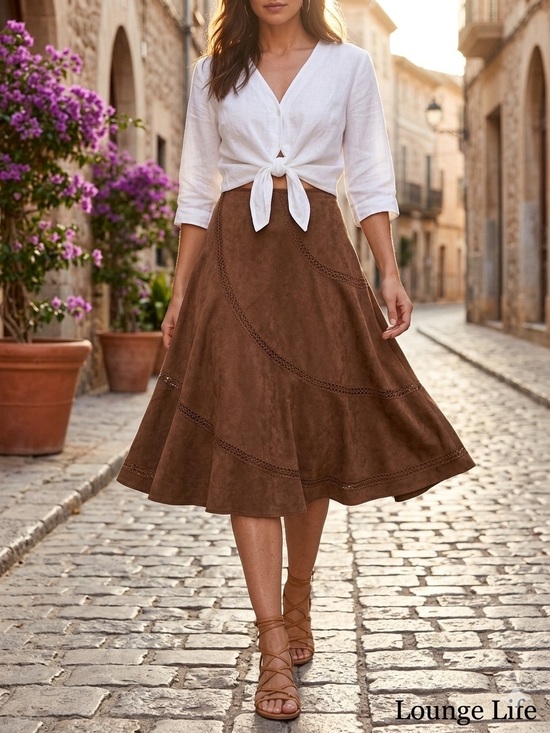 le chateau Dresses & Skirts - Le Château Suede-Look A-Line Skirt - 28" Length